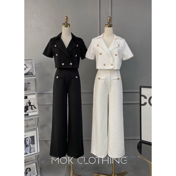 SET CROPTOP CỔ VEST + QUẦN XUÔNG