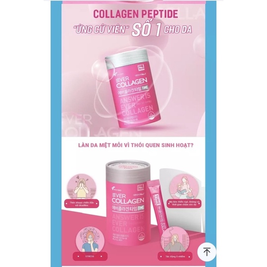 Ever Collagen Time Hộp 30 gói. Thức uống bổ sung Collagen Hàn Quốc. 에버 콜라겐