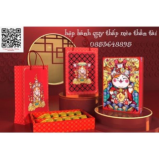 Hộp Tết mèo thần tài đỏ 1 bộ
