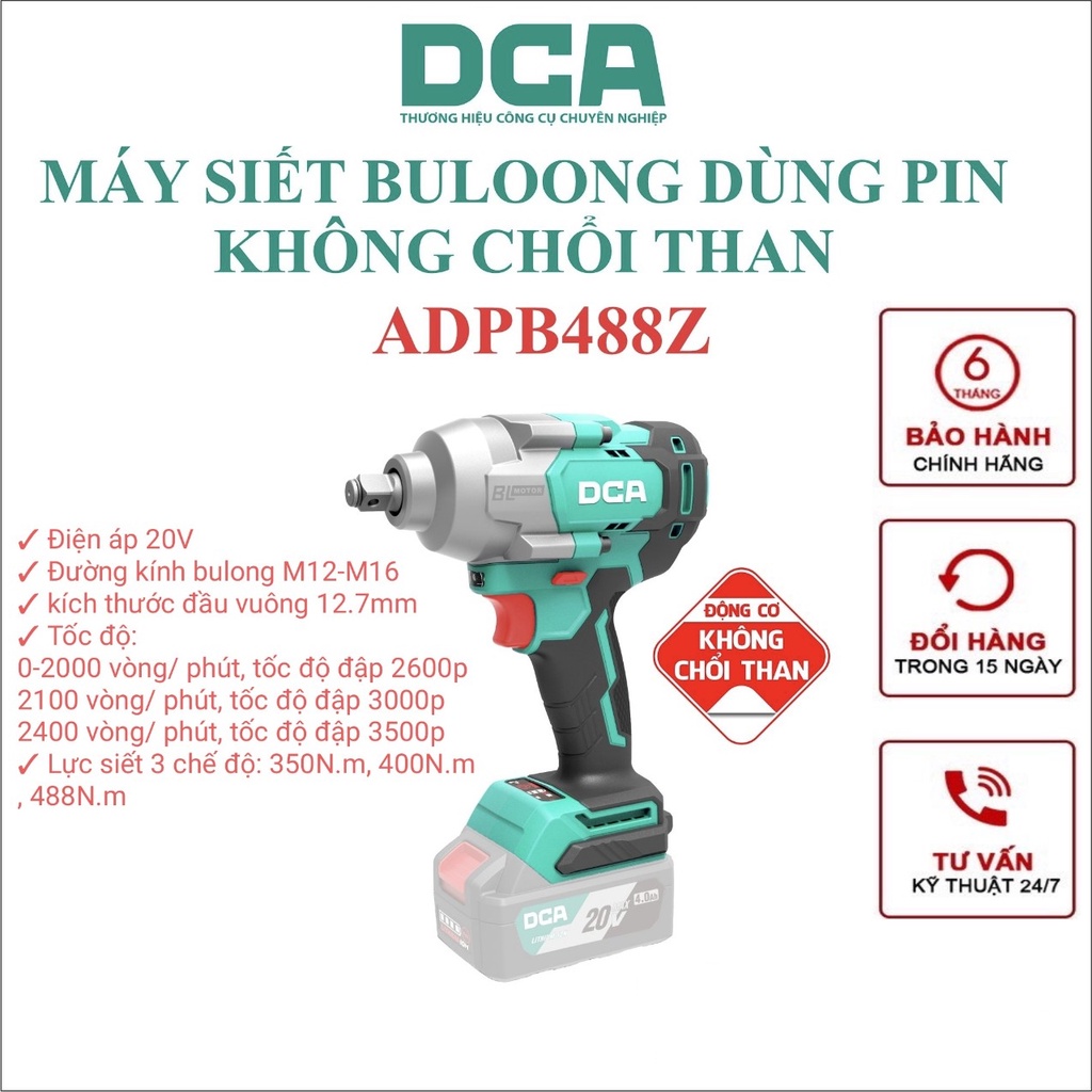Máy siết buloong không chổi than dùng pin 20V DCA ADPB488Z
