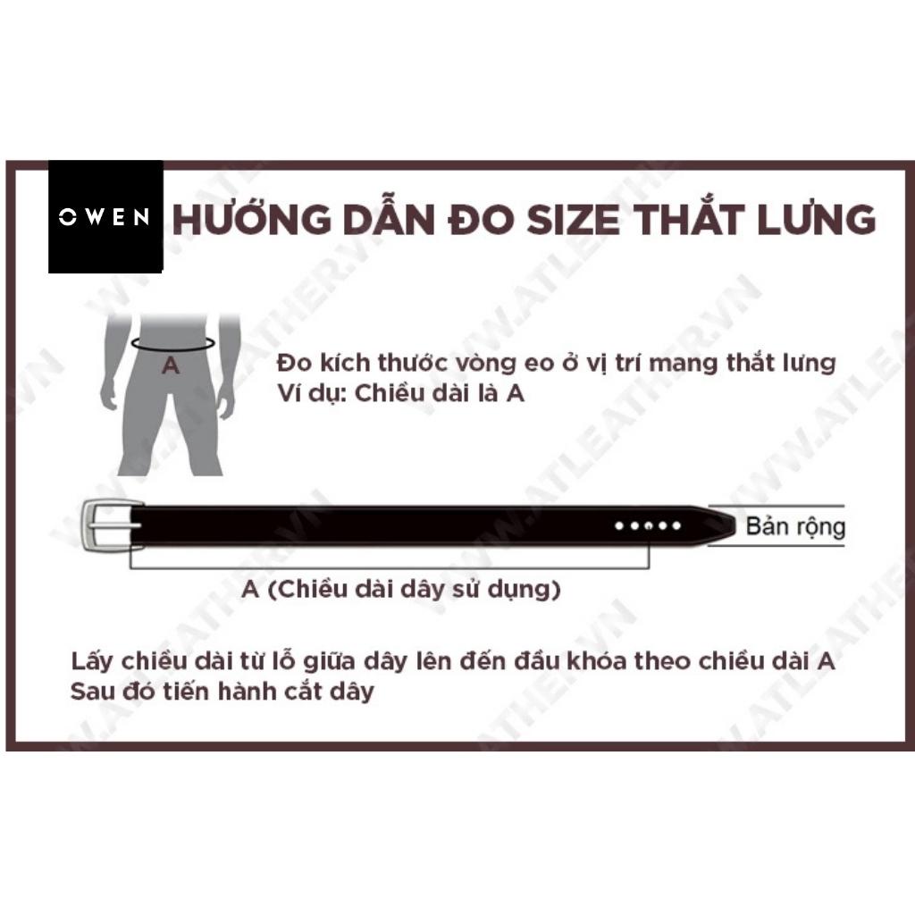 Thắt lưng da nam cao cấp OWEN BELT221601 chất liệu da PU nhập khẩu dây da màu đen nâu 2 mặt kiểu khóa kim đục lỗ màu đen