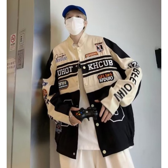 Áo Khoác Bóng Chày Dáng Rộng Phong Cách Hip Hop Cá Tính Cho Nam