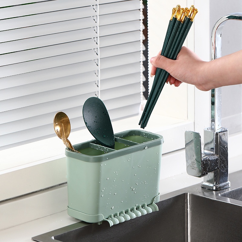 Khay Giá Đựng Muỗng Đũa Đa Năng Có Khe Thoát Nước