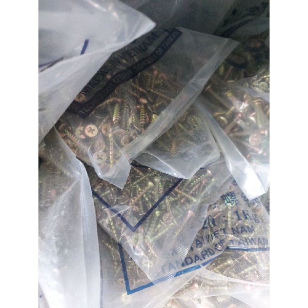 1kg Vít gỗ vàng ren thưa 20,25,30,35,40,50