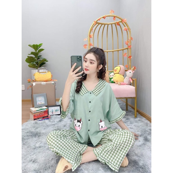 Đồ bộ ngủ nữ mặc nhà pyjama LỤA HÀN CAO CẤP