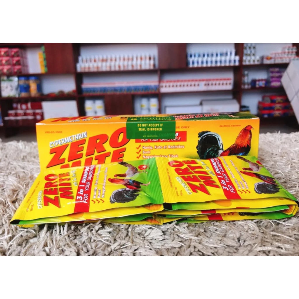Zero Mite hộp 24 gói - Xà bông tắm gà giúp lông bóng mượt, diệt mạt, ve rận - Hàng nhập Philippine