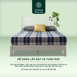 Giường Gỗ Trắng cao 30cm Zinus – 12in Deluxe Solid Wood Platform Bed