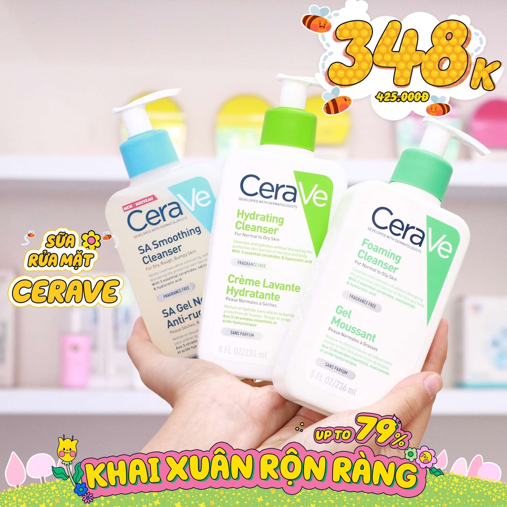 Sữa rửa mặt Cerave Hydrating Cleanser (Da Khô & Da Dầu)