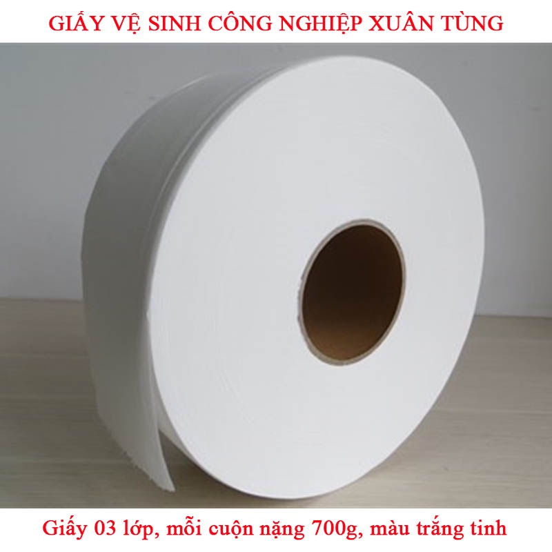 Giấy vệ sinh cuộn lớn, giấy vệ sinh công nghiệp Xuân Tùng 700g 03 lớp có