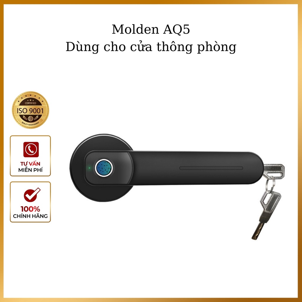 Khóa điện tử vân tay khóa vân tay thông phòng AQ5 với 2 chức năng mở cửa vân tay và chìa cơ phù hợp với nhiều loại cửa