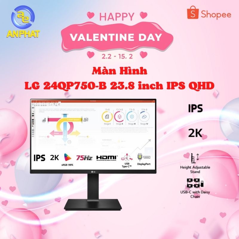 Màn Hình LG 24QP750-B 23.8'' QHD IPS AMD FreeSync HDR10 sRGB 99% USB Type-C