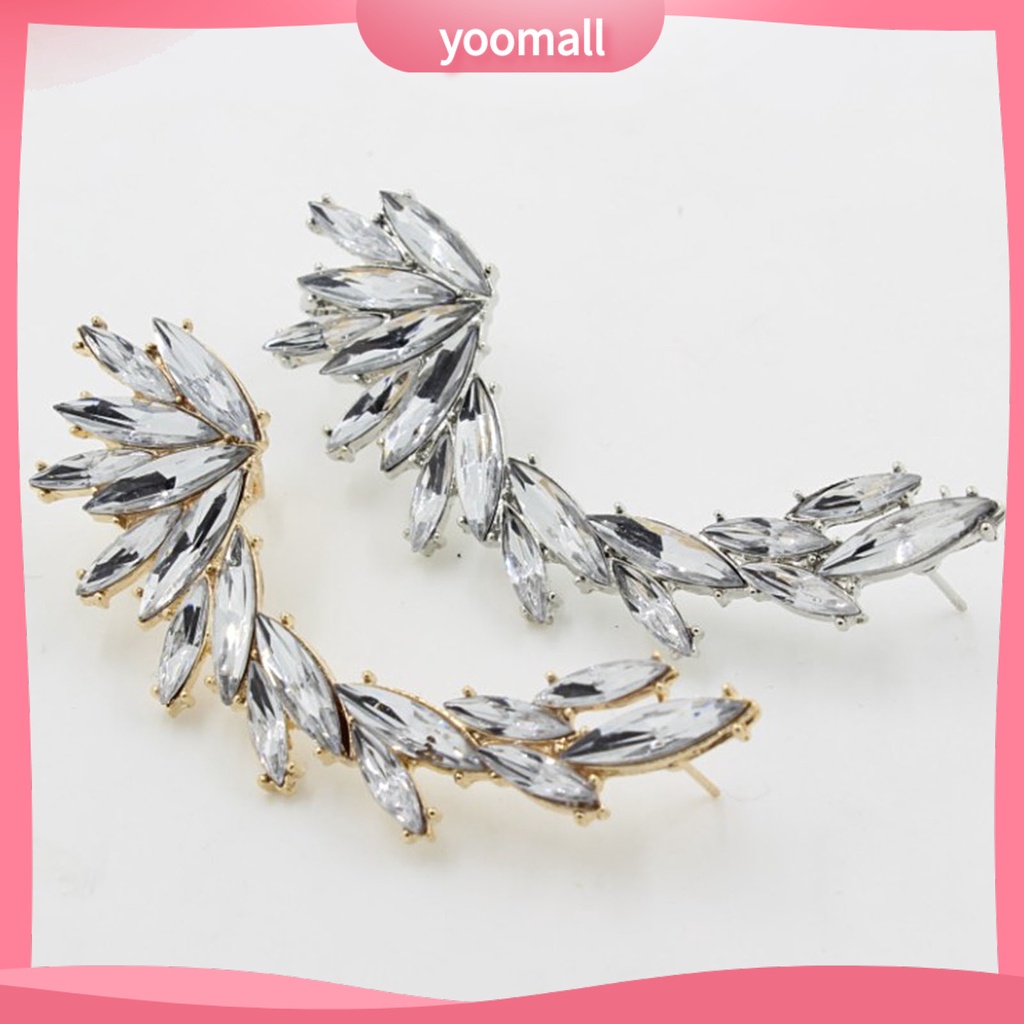 1 Khuyên Kẹp Vành Tai Hình Lá Đính Đá Lấp Lánh Phong Cách Boho