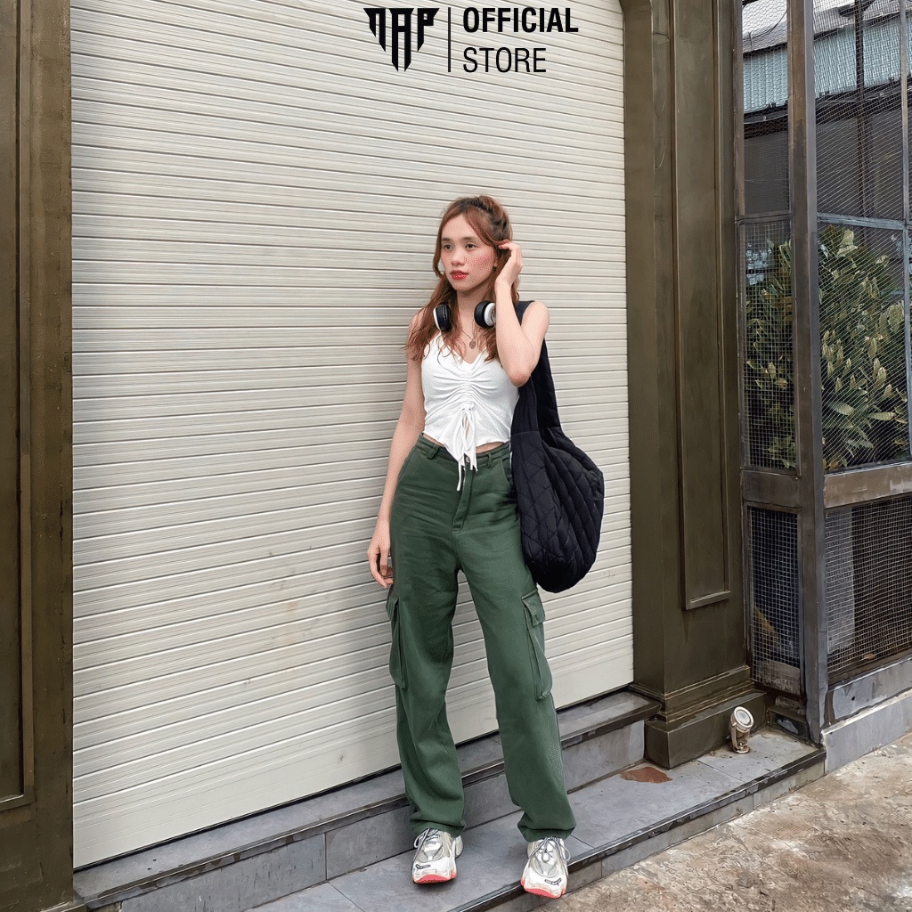 Quần Kaki Hộp Suông Cargo Pants sợi Kaki  cotton định lượng 330gsm Brand NAP