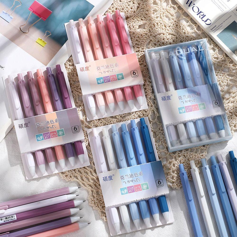 Hoạt Hình Bút Bi Bộ Nhựa Mực Đen Morandi Màu Sáng Tạo Văn Phòng Phẩm Chữ Ký Bút