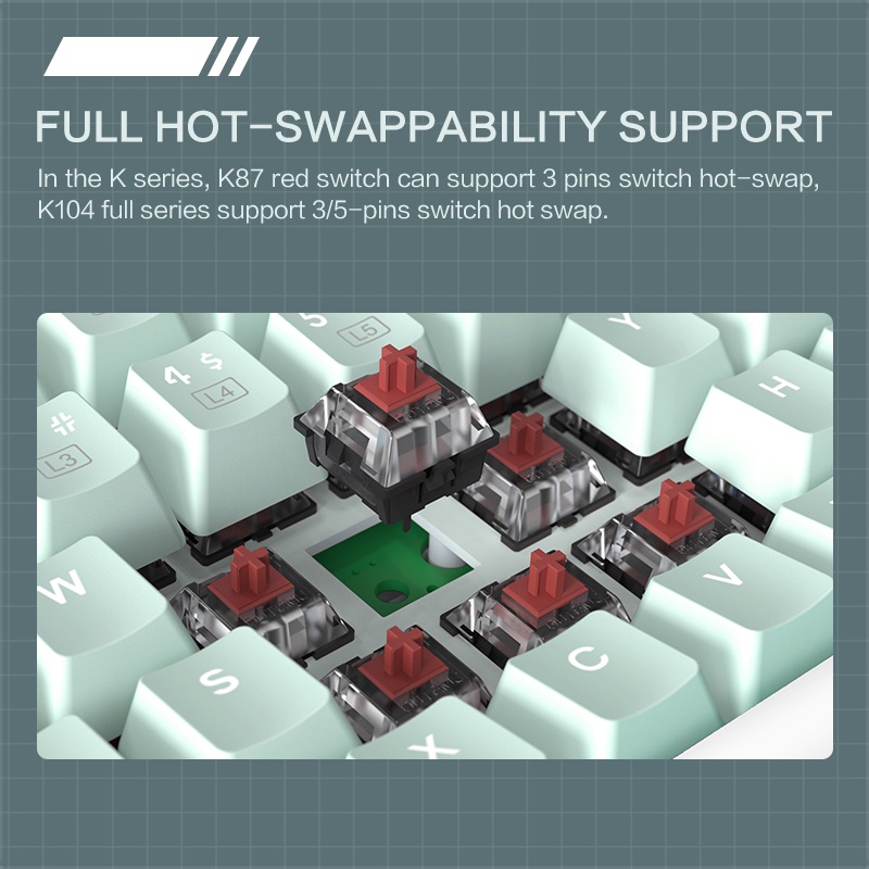 Bàn Phím Cơ Chơi Game Có Dây Thunderobot K87 / K104 PBT Dành Cho Máy Tính Laptop