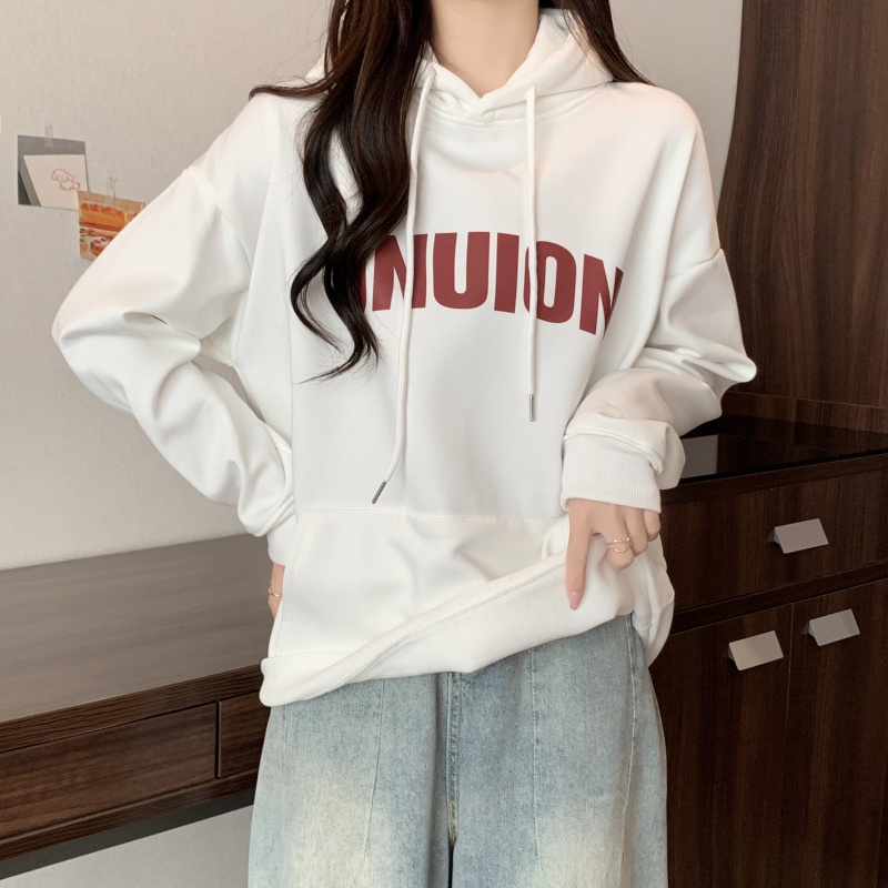 Áo Hoodie Dáng Rộng In Chữ Đơn Giản Thời Trang Mùa Thu Cho Nữ
