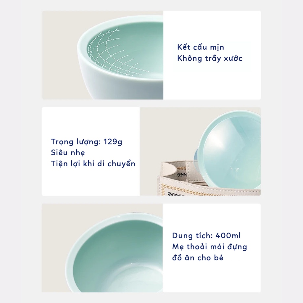 Chén Bát Ăn Dặm Chống Đổ Đế Hít Cho Bé Silicone ANBE Việt Nam Có Nắp 400ml