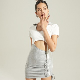MAYBI Đầm thun ôm cutout eo phối dây rút