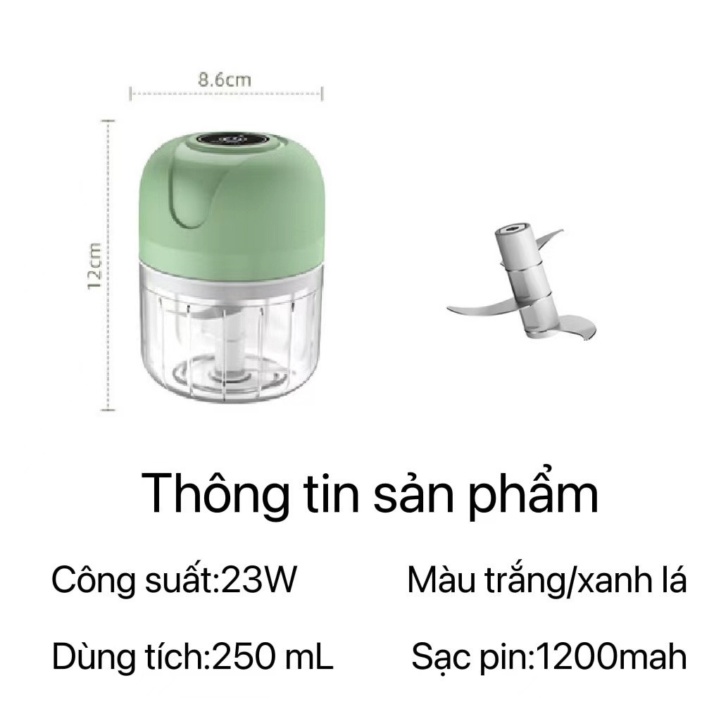 Máy xay tỏi ớt đa năng G01 Siêu thị dòng mini sạc điện 250ml công suất 300w