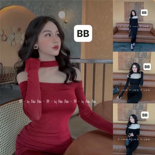 Đầm body tay dài choàng dây
