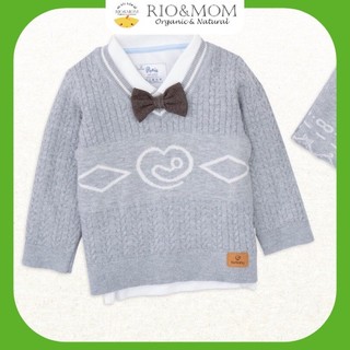Bubaby áo len cổ tim mềm mại ấm áp cho bé trai, bé gái