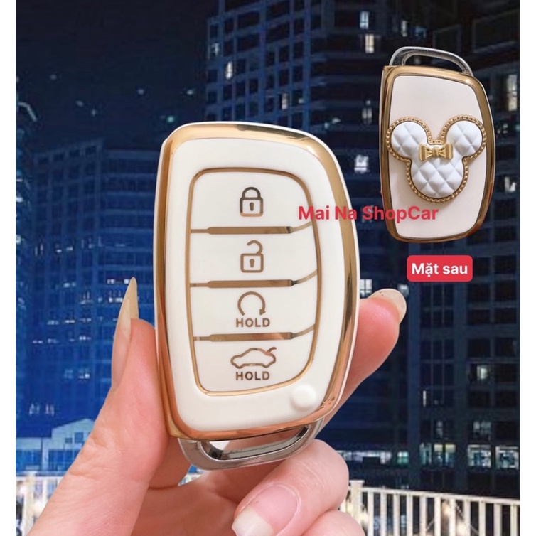 Ốp chìa khoá Hyundai Creta 2022-2023. STARGAZER Mẫu 4 nút. Đính Đá Nhân Tạo Cao Cấp Sang Trọng