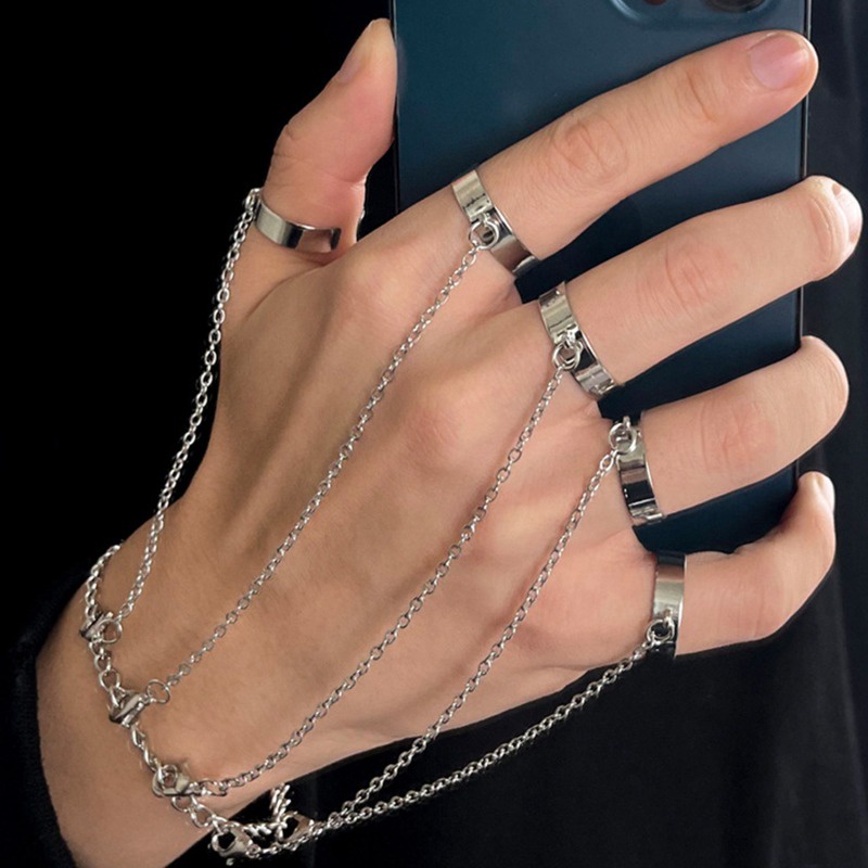 Bộ Vòng Tay + Nhẫn + Dây Chuyền Màu Bạc Thời Trang Cho Cặp Đôi (jq731.vn)