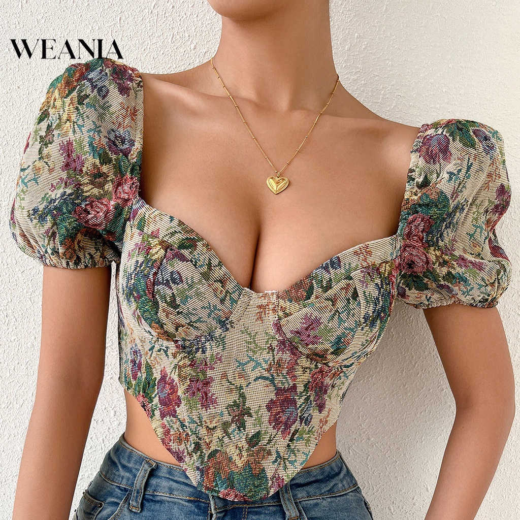 Áo Croptop Ngắn Tay Kiểu Cổ Điển Thời Trang Sành Điệu Cho Nữ