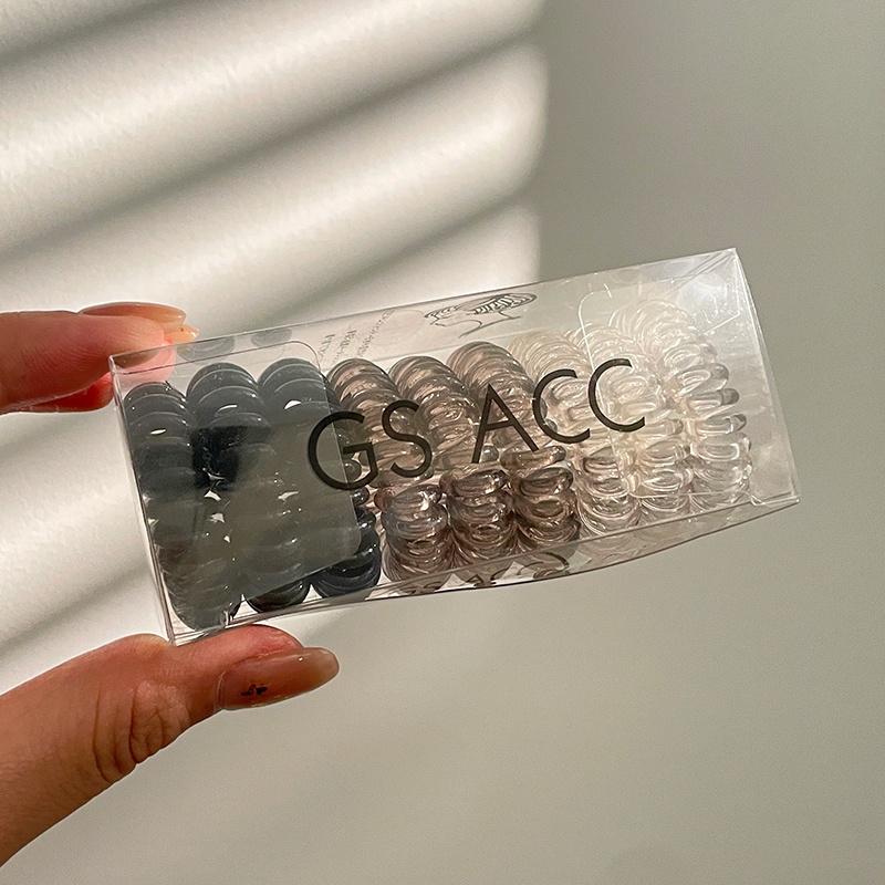 Set 9 Dây Buộc Tóc Cao Su Màu Đen Thiết Kế Tối Giản Phong Cách Hàn Quốc