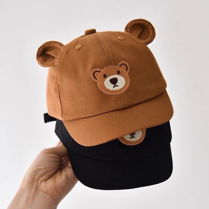 Mũ nón lưỡi trai đính gấu cho bé 3-24 tháng mẫu hè mới