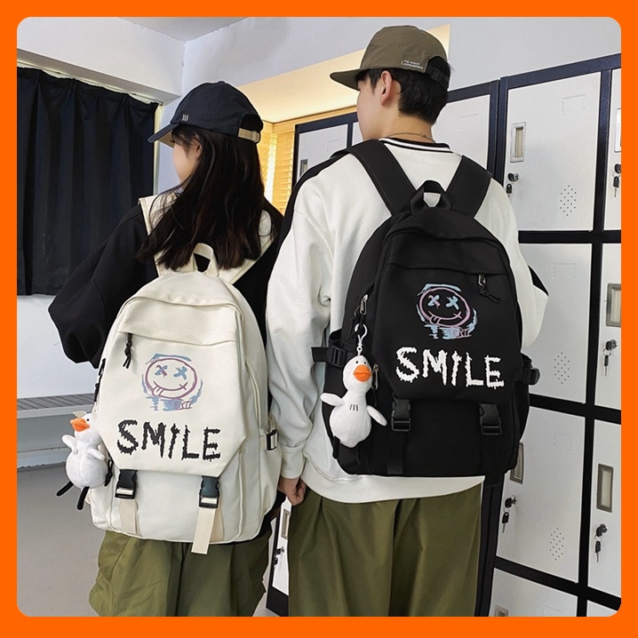 Balo đi học đi chơi nam nữ Mặt Cười đẹp cá tính thời trang Ulzzang Hàn Quốc chống nước bền bỉ nhiều ngăn cỡ to giá rẻ