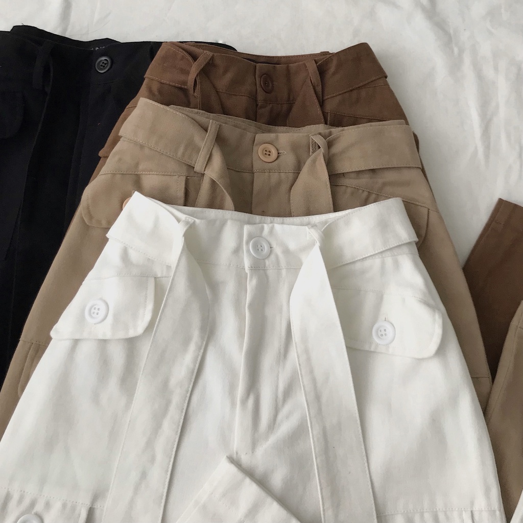 Quần Kaki Túi Hộp Nữ JEMCLOSET Form Ống Suông Cá Tính Kèm Belt Thắt Lưng LAMDEN 2967