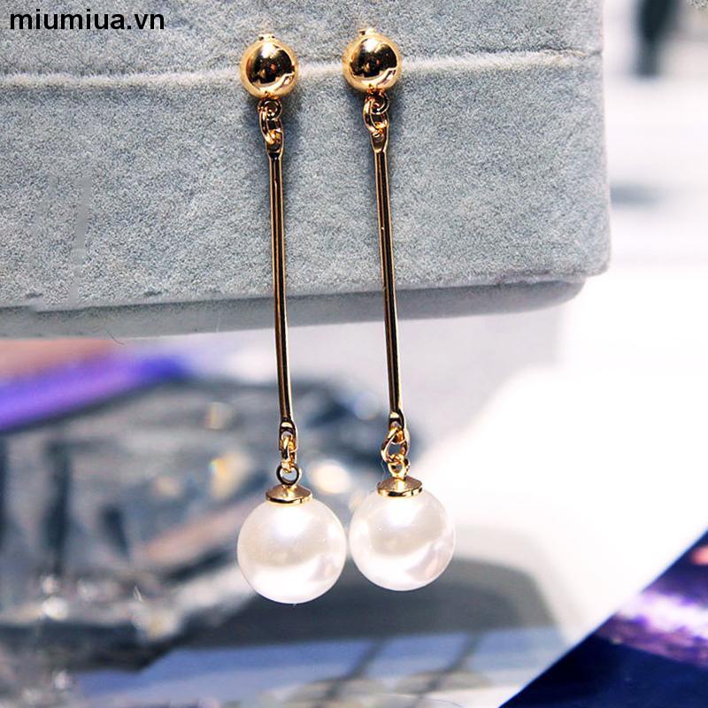 miumiuaKhuyên Tai Dài gắn hạt Ngọc Trai thời trang Cho Nữ