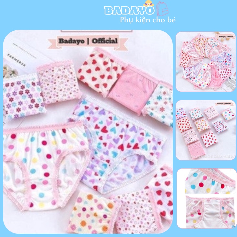 Combo 3 quần chíp tam giác bé gái nhiều hình chất cotton mềm mịn cho bé badayo E1.094.110