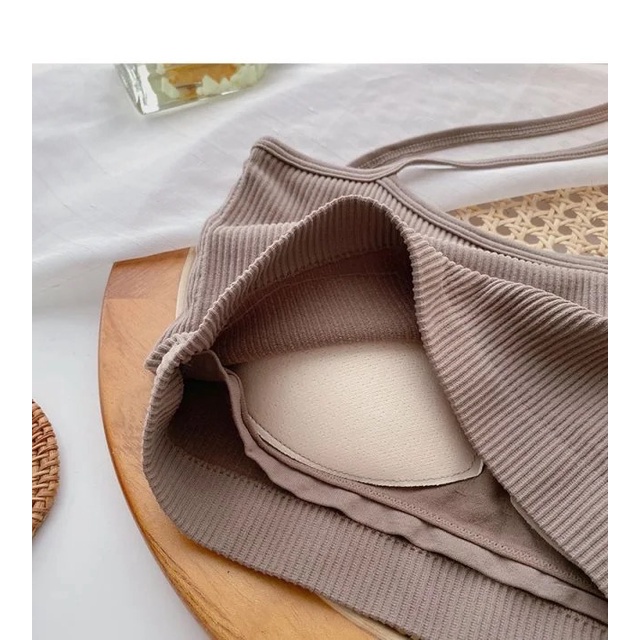 DUNEA Áo Tank Top Hai Dây Ôm Dáng Có Miếng Đệm Ngực Hàng Ngày Cho Nữ