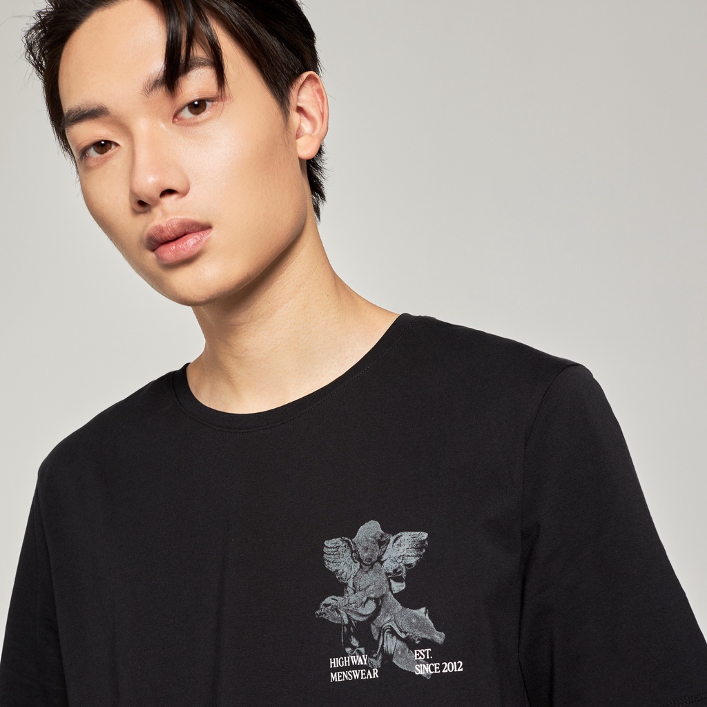 Áo phông nam in hình Cotton USA Highway  Cupid