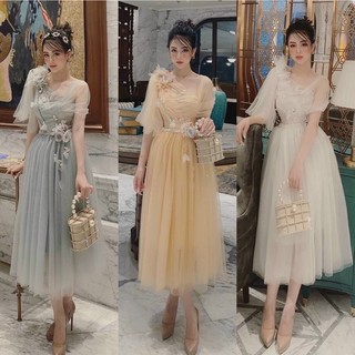 ĐẦM XOÈ KIM TUYẾN ĐÍNH HOA ảnh thật