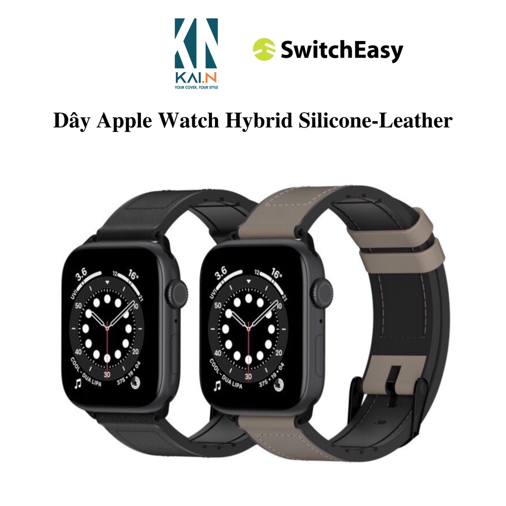 Dây đồng hồ SwitchasEy Hybrid Silicone-Leather Dành Cho Apple Watch Ultra, Apple Watch Series