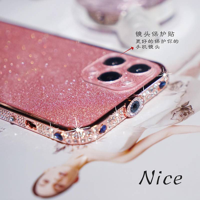 Ốp Điện Thoại Chống Sốc 3 Trong 1 Bằng Nhôm Đính Đá Lấp Lánh Cho iPhone 14 13 12 11 Pro Max Plus