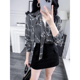 SƠ MI LỤA MÓC XÍCH ĐEN MASARA