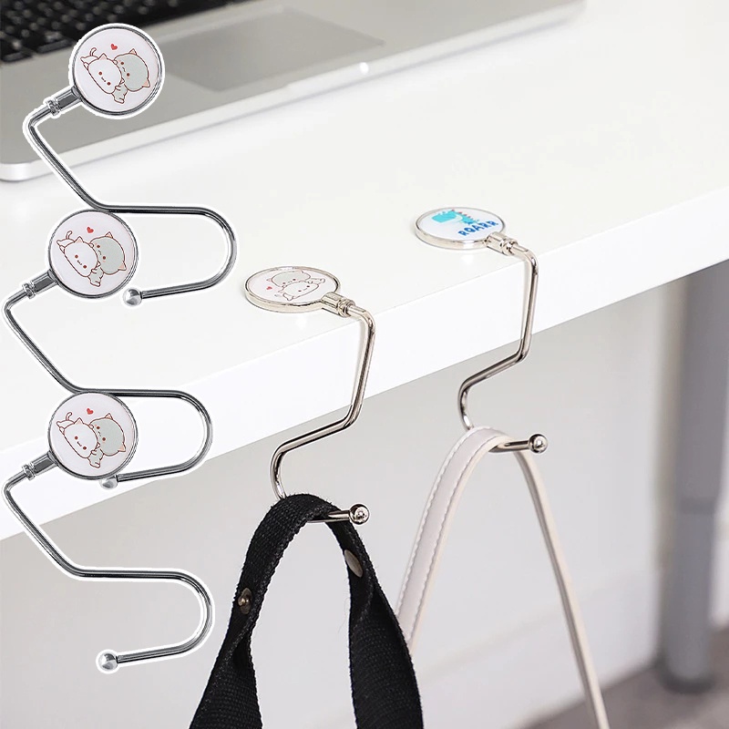 Móc Treo Dù Để Bàn Bằng Kim Loại Chống Trượt Họa Tiết Hoạt Hình Có Thể Tái Sử Dụng