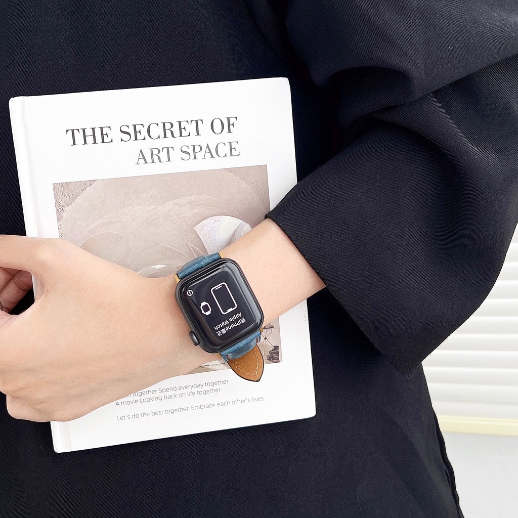 Dây Đeo Bằng Da Phong Cách Retro Cho Đồng Hồ Thông Minh apple watch 38 40 41 42 44 45mm iWatch Series 8 7 SE 6 5 4 3 2 1