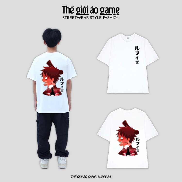 Áo anime one piece Luffy nam nữ Áo thun one piece Luffy mũ rơm phông cotton co giãn thoáng mát màu đen trắng TGAG T24
