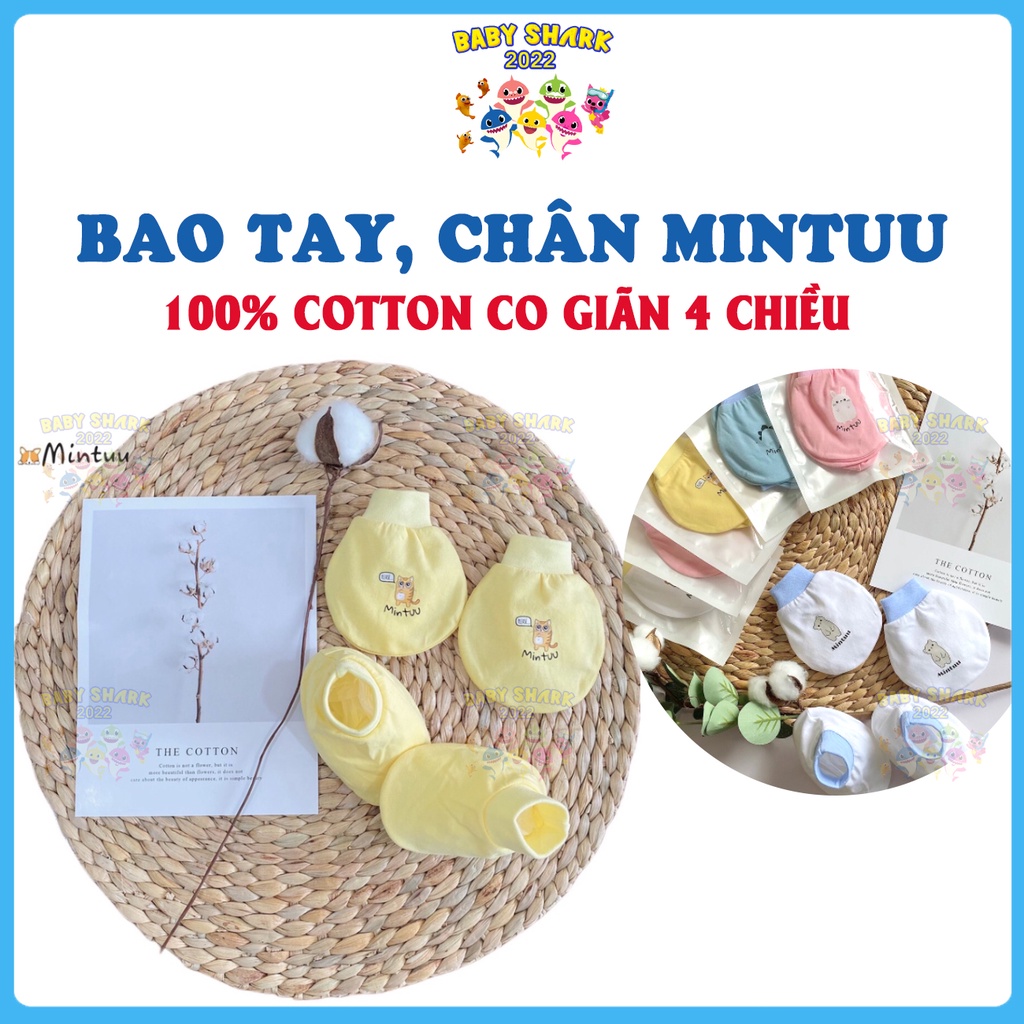 Combo Bao tay, bao chân cho bé sơ sinh Mintuu Việt Nam chất liệu cotton 4 chiều cao cấp