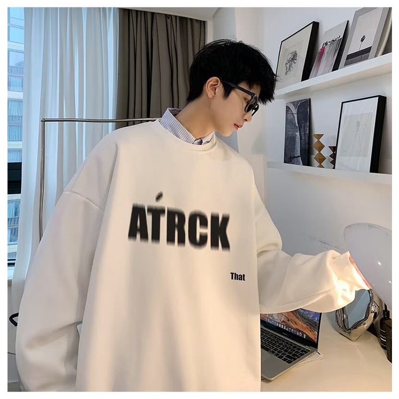 Áo sweater Tay Dài In Chữ Phong Cách hip hop Đường Phố Hàn Quốc Cỡ Lớn M-5XL Cho Nam