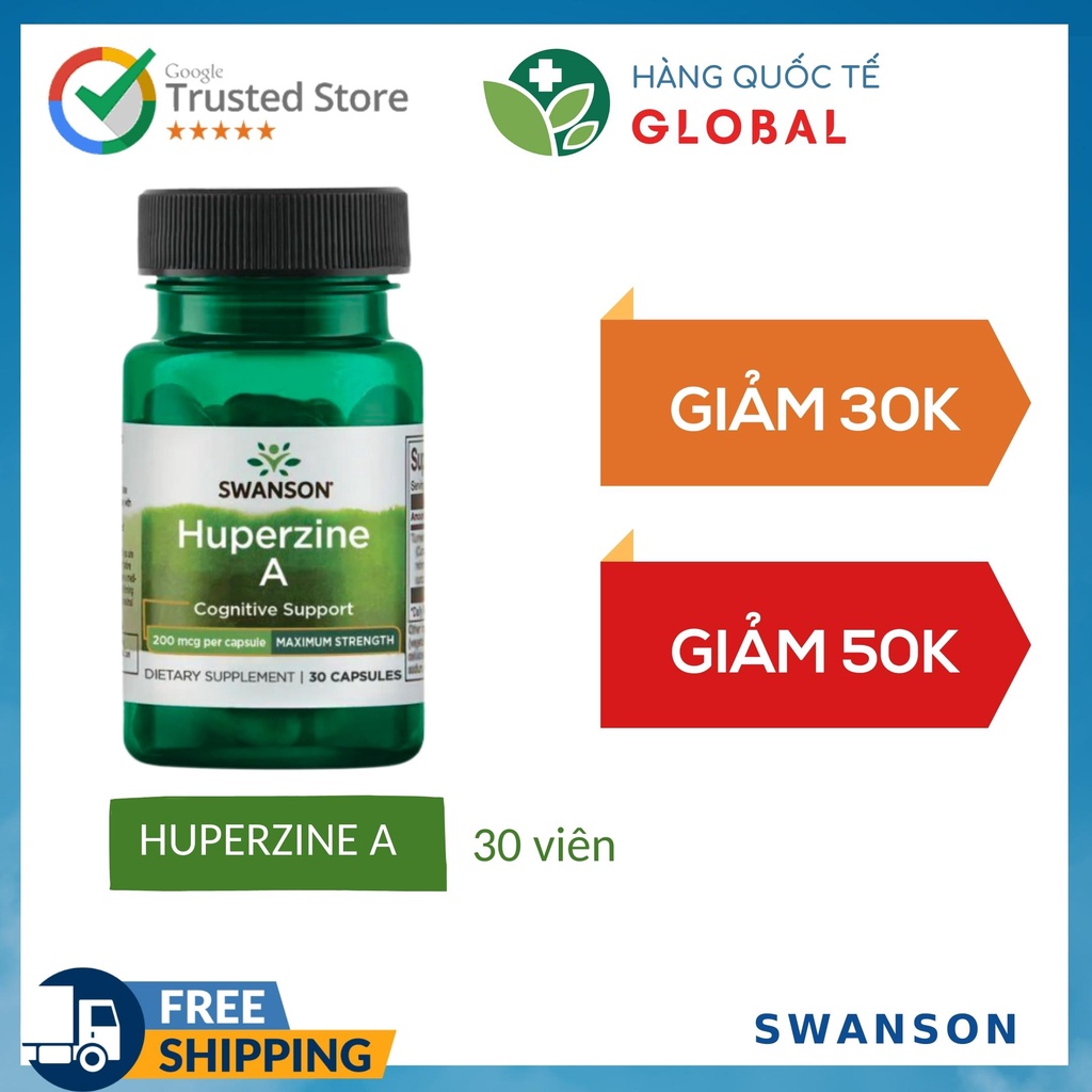 SWANSON HUPERZINE A MAXIMUM STRENGTH, 30 viên, Hỗ trợ chức năng nhận thức và trí nhớ