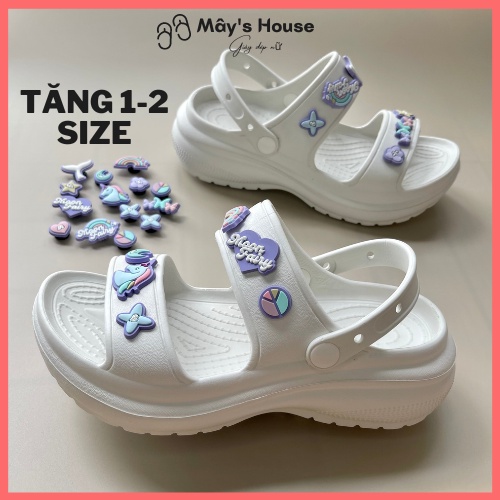 Sandal nữ, dép quai hậu nữ đế cao 6cm tặng kèm 14 sticker Unicorn màu đen, trắng, hồng DS-04 – Mây’s House