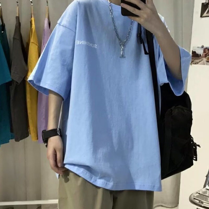 Áo Thun 100% Cotton 2023 Tay Ngắn Cổ Tròn Dáng Rộng In Hình Cá Tính Phong Cách Nhật Bản Hợp Thời Trang Cho Nam