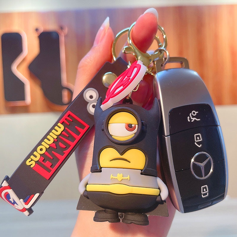 Móc Khóa Xe Hơi PVC Hình Búp Bê Hoạt Hình Màu Vàng Nhỏ Dễ Thương