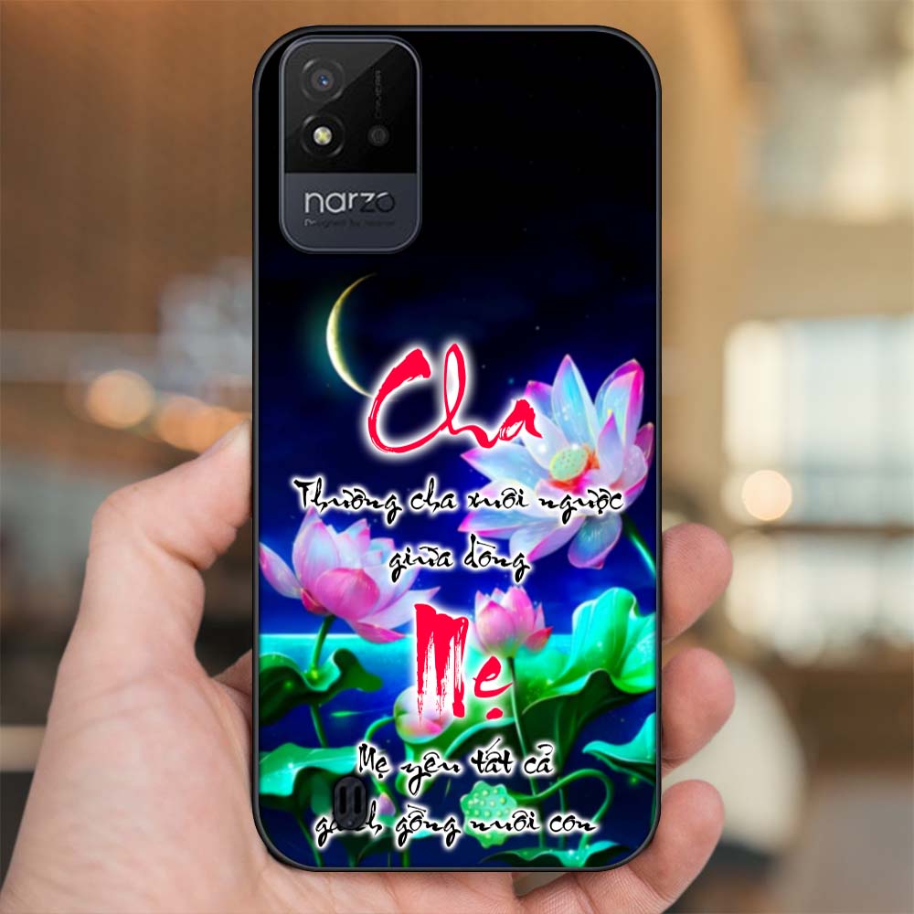 Ốp lưng Realme Narzo 50i viền đen in hình Thư Pháp Cha Mẹ